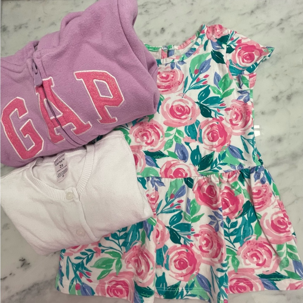 Toddler Girls 3 Piece Bundle. Baby Gap, Carters & Wonder Nation.